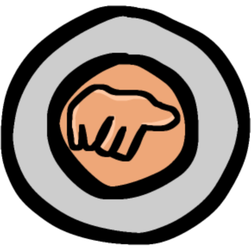 A simplified illustration of the Canadian toonie (two dollar) coin.